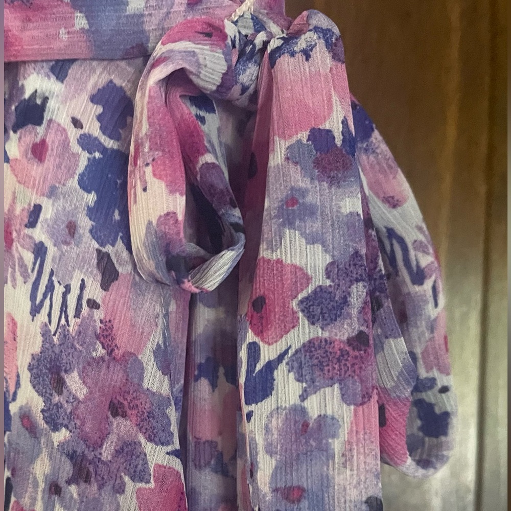 DKNY | XL | Pink, Purple & White Faux Wrap Dress - Picture 2 of 11
